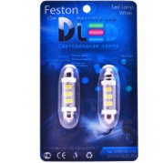   Светодиодная автомобильная лампа C5W SV8-5 36мм - SMD3528 6Led 0.48Вт 12v Белый