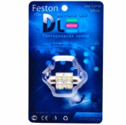   Светодиодная автомобильная лампа C5W SV8-5 36мм - Super-Flux 4Led 0.4Вт 12v Белый
