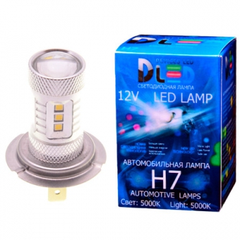   Светодиодная автомобильная лампа H7 - SMD2323 12led CREE 2led + Линза 22Вт